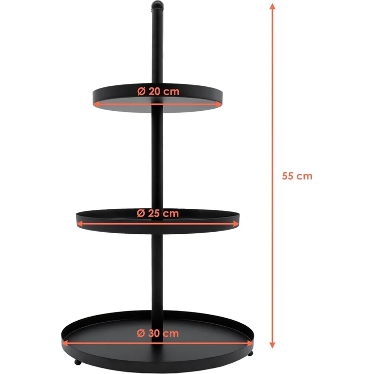 Spetebo Etagere aus Metall in schwarz mit 3 Ablagen, Metall, (Etagere, 1-tlg, mit 3 Ablagen), pflegeleicht – Bild 2