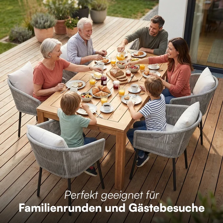 STEELSØN 'Nair' Polyrattan Gartenstuhl, 6er-Set, hellgrau, wetterfest & UV-beständig, Balkonstühle bis 160 kg belastbar, Gartensessel inkl. Kissen – Bild 11