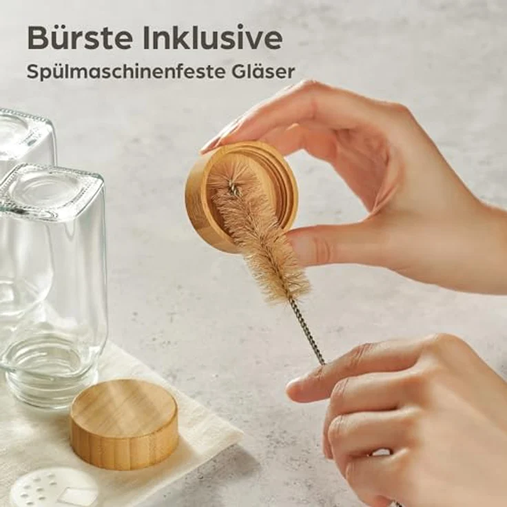 Praknu Gewürzstreuer Gewürzgläser Eckig mit Bambusdeckel - 12er Set - Gewürz Organizer, (12-tlg), 120 ml Gewürz Organizer - Gewürzdosen - Gewürzgläser - Gewürzbehälter – Bild 6