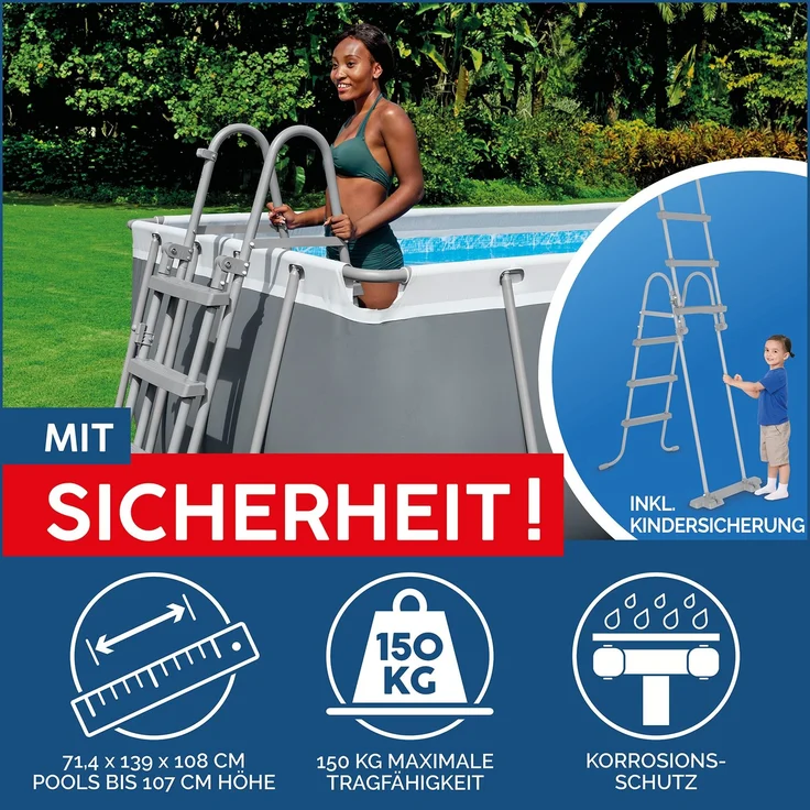 Power Steel™ Frame Pool, Grau, 404 x 201 x 100 cm – Bild 7
