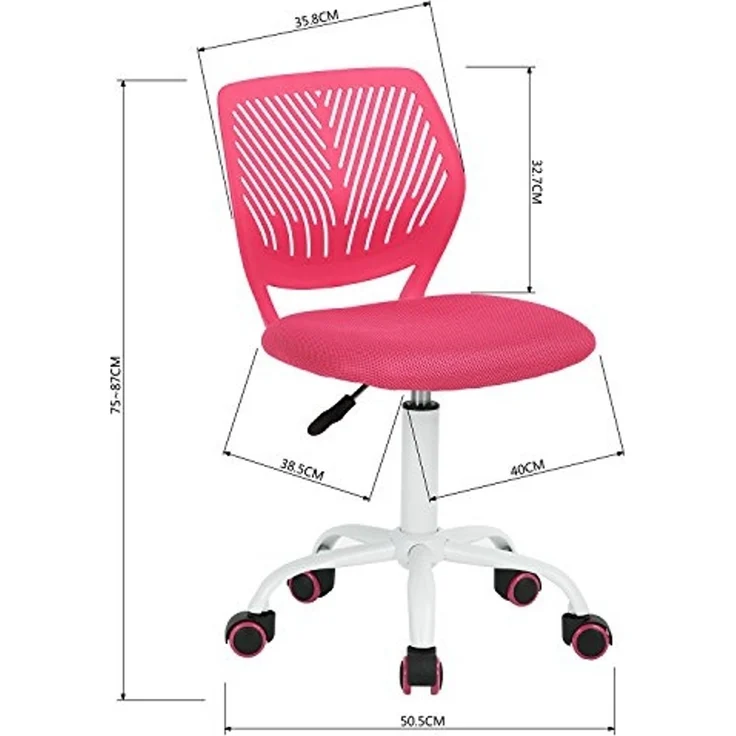 FurnitureR 2 Stück Home Office Stuhl, ergonomisch, verstellbar, Höhe Swivel Rolling, Computer-Bürostuhl, für Zuhause, Büro und Studium, Metall, Pink Purple, 38.5CM x40CM x75-87CM – Bild 3