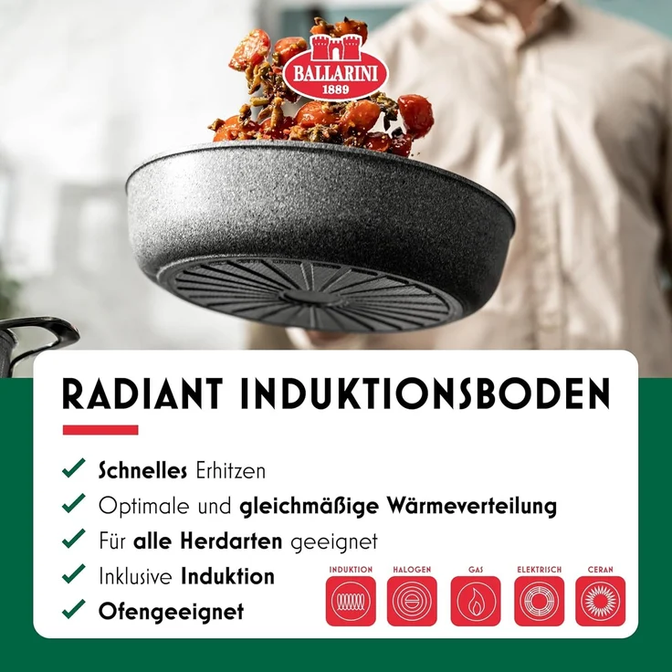 BALLARINI Salina Schmorpfanne 28cm mit Deckel – Bild 3