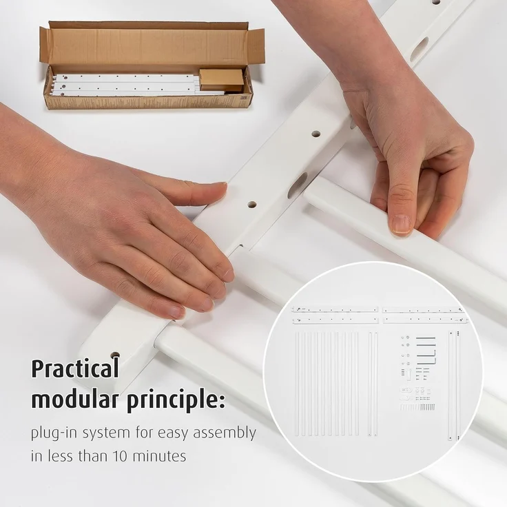 Türgitter und Treppenschutzgitter zum Schrauben, Baukasten zum Zusammenbauen, ausziehbar 63-103,5 cm, weiß – Bild 6