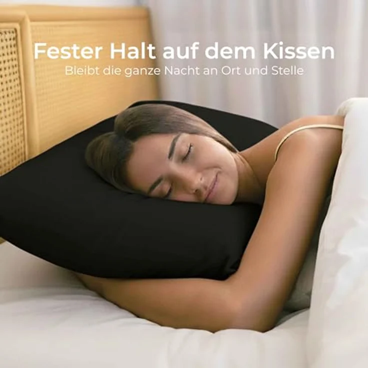 Dreamzie Kissenbezug 40x60 Baumwolle Renforcé (2er-Set) - Schwarz - Dicht gewebt mit 57 Fäden/cm² - Kissenbezug 40x60 - Oeko Tex Zertifiziert – Bild 8