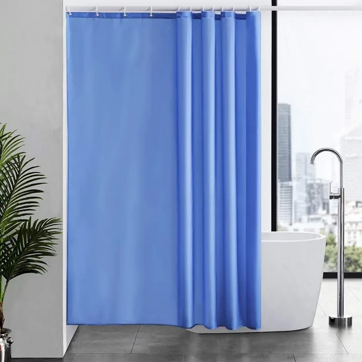 Furlinic Duschvorhang 180x200 Textil Anti-schimmel Wasserdicht Dunkelblau