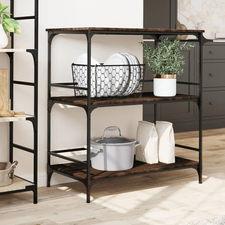 vidaXL Küchenwagen Braun Eichen-Optik 100,5x50x105 cm Holzwerkstoff 842335 – Bild 3