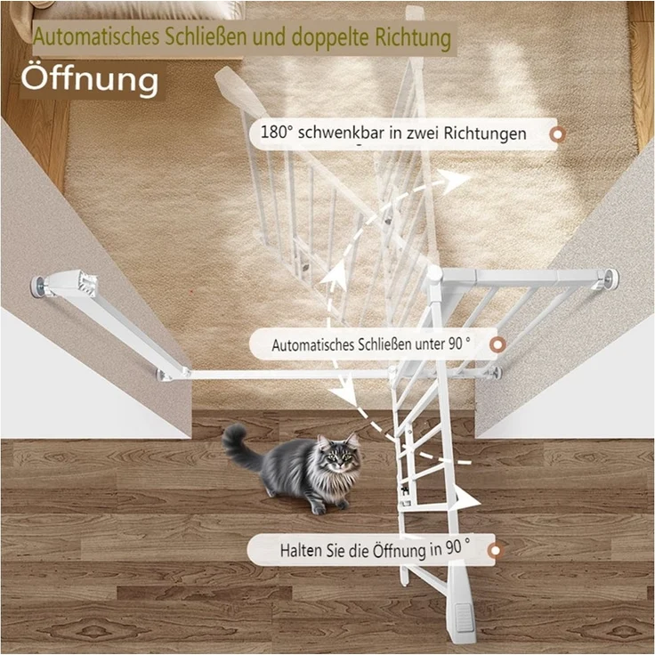 Comomy Treppenschutzgitter, Babygitter 75–103 cm mit Katzenklappe, Kinderschutz & Haustiergitter – Bild 1