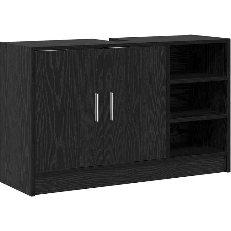 vidaXL Badezimmerschrank mit Tür Schwarz Eichen-Optik 90 x 29 x 55 cm 869211