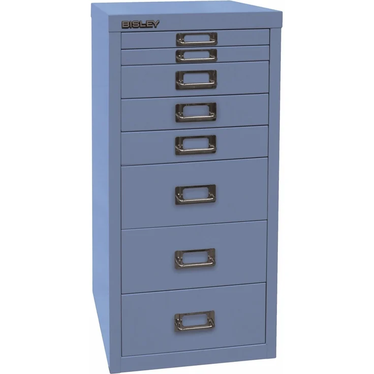 Bisley Multidrawer Schubladenschrank aus Metall mit 8 Schubladen DIN A4 ohne Sockel - Farbe: Blau, L298-605 – Bild 1