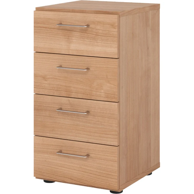 bümö smart Schubladenschrank, Büroschrank in Nussbaum mit 4 Schüben - Bürocontainer aus Holz, Container mit Metallgriffen & Soft-Stop Schubladen, 924S4-N-N-BS – Bild 1