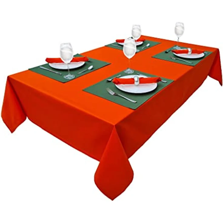 Hochwertige Tischdecke Tischwäsche aus 100% Baumwolle Kollektion Konzept, Farbe & Größe wählbar (Tischdecke - 80x80cm, Orange) – Bild 4