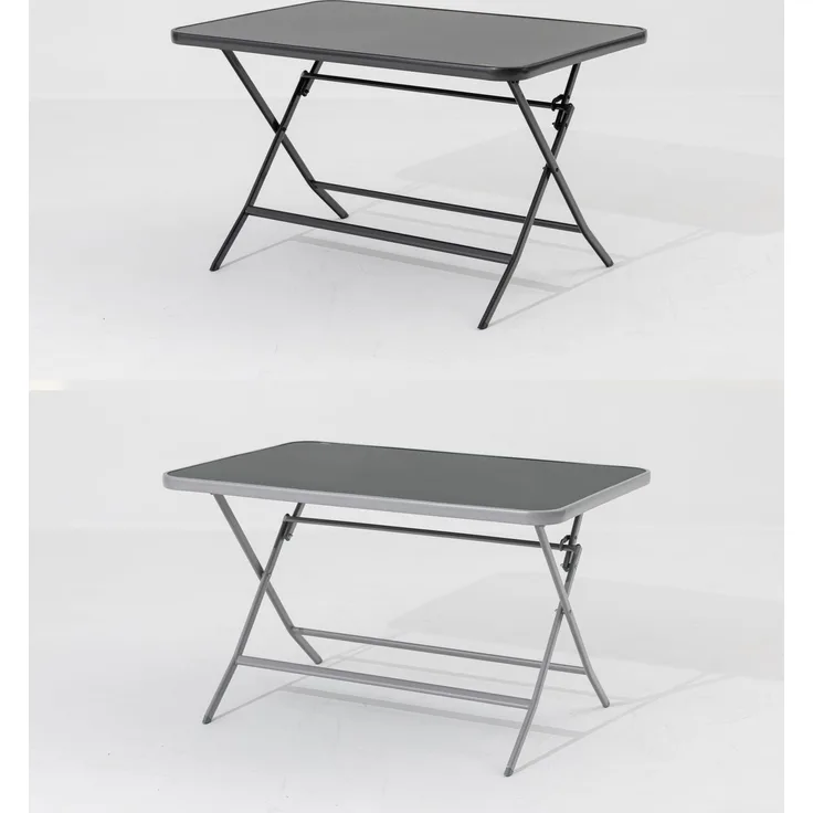 Gardissimo Kunststoff Klapptisch "Tara", Partytisch, höhenverstellbar für den Garten, anthrazit, 120 x 80 x 72 cm (L x B x H)