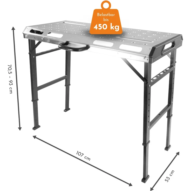 Schweißtisch klappbar, Werkbank höhenverstellbar aus Stahl, Multifunktionstisch bis 450kg belastbar – Bild 2