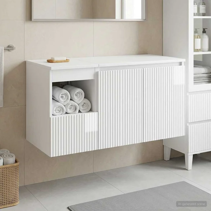 vidaXL Badezimmerschrank-Set 2 stk. Hochglanz Weiß 92,5 x 44,5 x 50 cm 3404118 – Bild 1