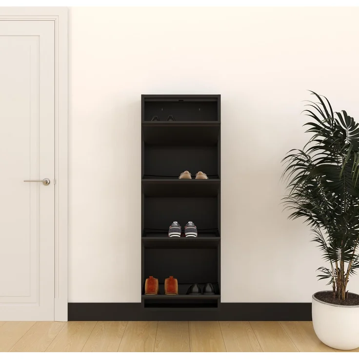 Schuhkipper Metall 50 x15 x 136 cm, 4 Klappen, schwarz RAL 9005 – Bild 8