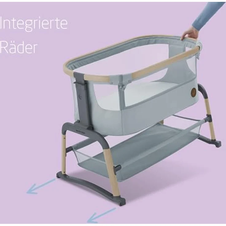 Maxi-Cosi Iora Air Beistellbett, Zustellbett, atmungsaktives Netzgewebe, Höhenverstellbar, Wiege mit Matratze, Geeignet ab Geburt, 0 Monate bis 9 kg, Beyond Grey – Bild 6