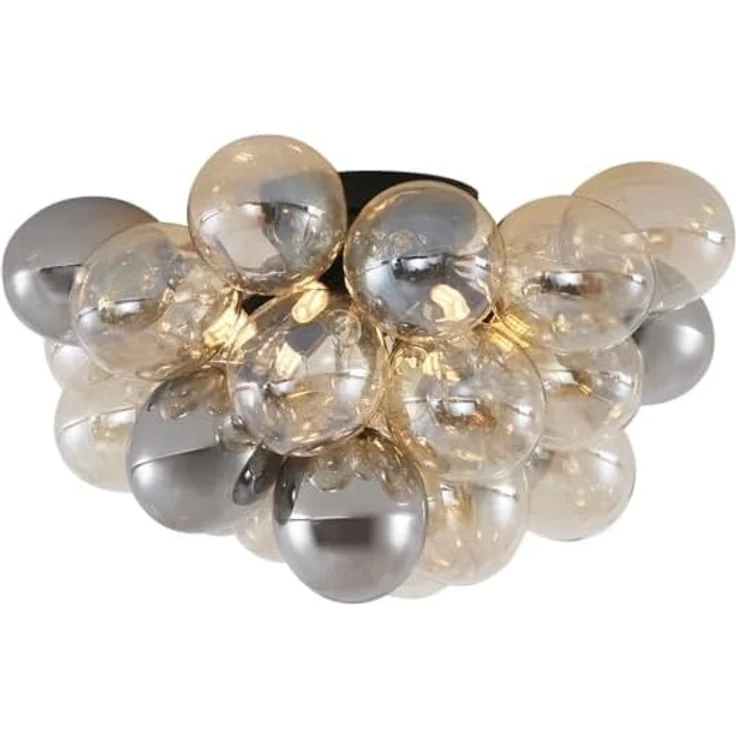 Qazqa Deckenleuchte Uvas, ohne Leuchtmittel, G9, Schwarz, Design, Glas, 6-flammig – Bild 1