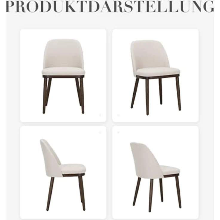 COLAMY Gepolsterte Esszimmerstühle 6er Set, Moderne Küchenstühle mit Rückenlehne, Stoffstuhl mit Holzbeinen für Esszimmer, Küche, Restaurant, Beige – Bild 10