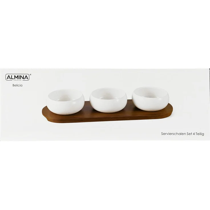 Belicia 4-teiliges Servierschalen-Set mit Holzbrett & Schalen, für Snacks & Dips – Bild 5