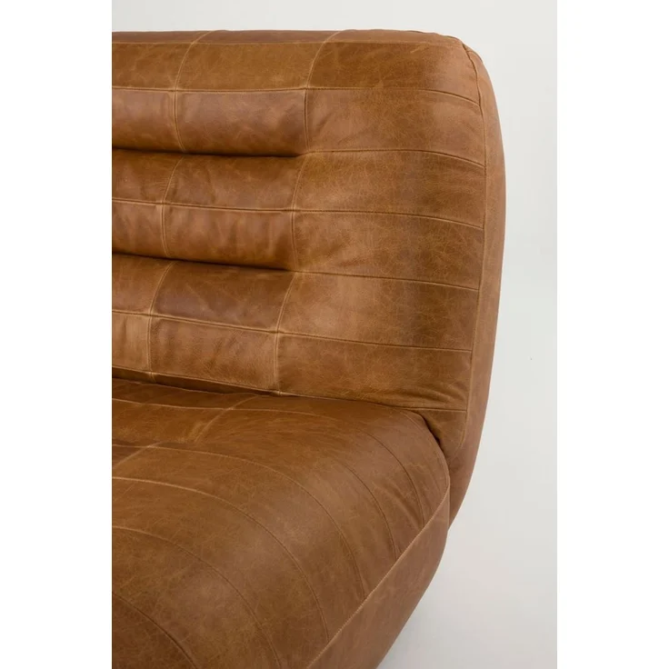 Loungesessel Wyatt Cognac aus Leder mit Gummibaumholz-Beinen – Bild 9