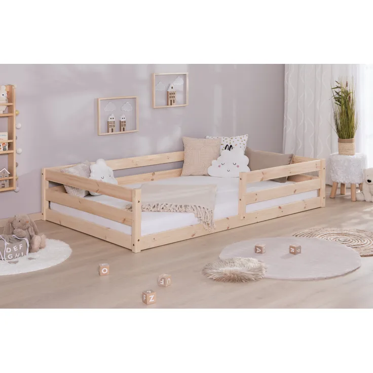 Bodenbett Einzelbett "Lex" 120x200 Kiefer Massiv