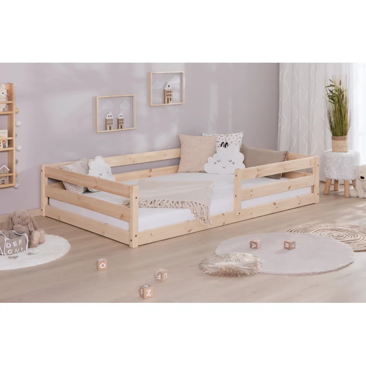Bodenbett Einzelbett "Lex" 120x200 Kiefer Massiv