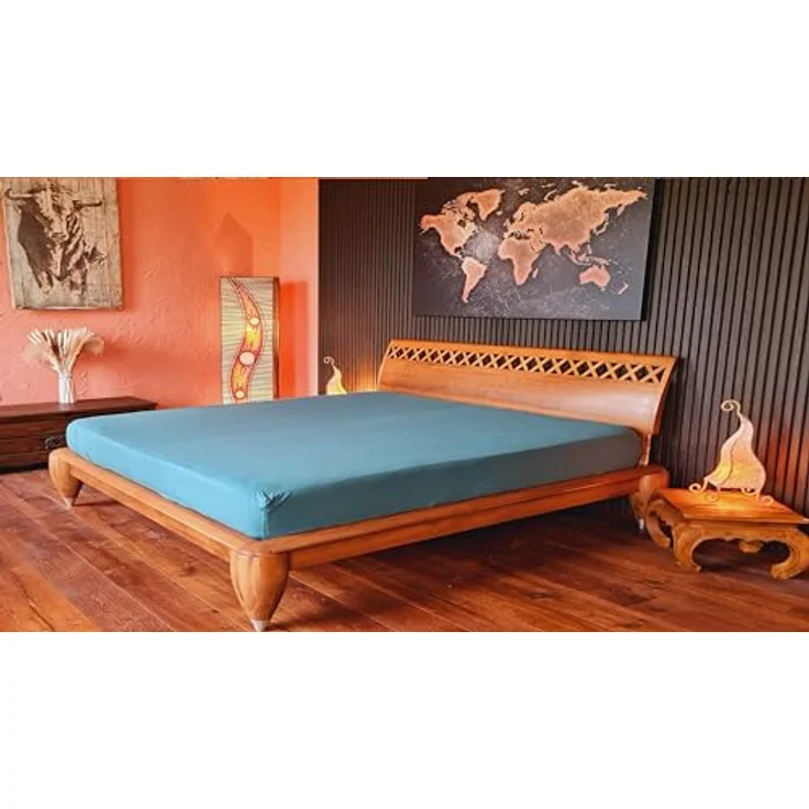 AVANTGARDE Premium Spannbettlaken - 140x200-160x220 cm - 40cm Steg - auch für Boxspringbett & Wasserbett - Spannbettlaken, ca. 170g/m² - 100% Jersey Baumwolle, Oeko-TEX (15 Dunkelgrün) – Bild 6