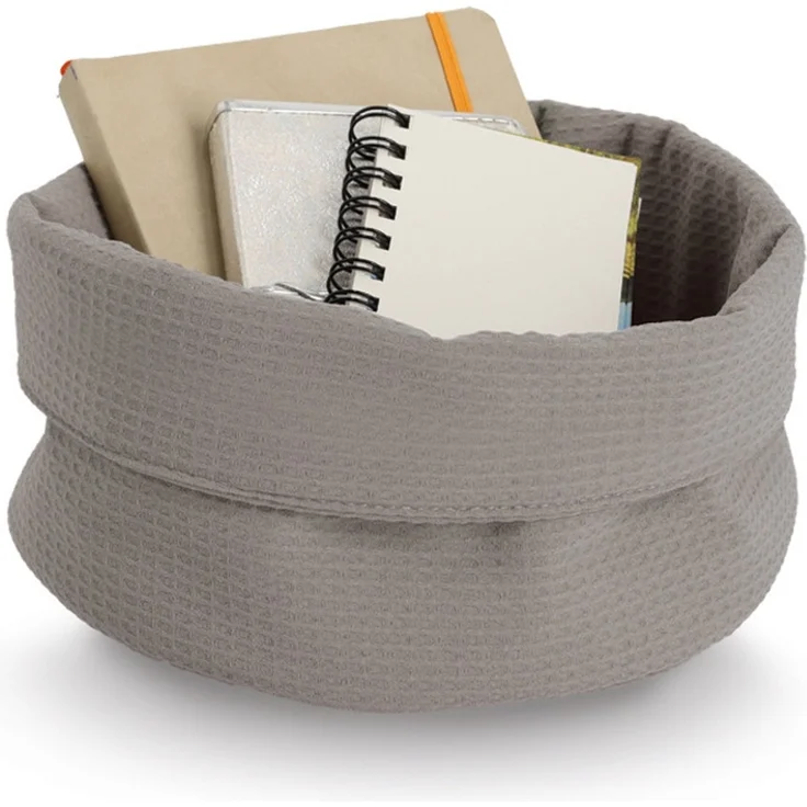 ZELLER 14535 Aufbewahrungskorb Ø 25 cm in TAUPE Waffelpiqué, Polyester / Korb – Bild 4
