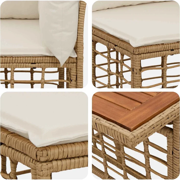 vidaXL Gartensofa-set 12 stk. Natürlich und Cremweiß 100 x 55 x 73 cm 3437878 – Bild 8