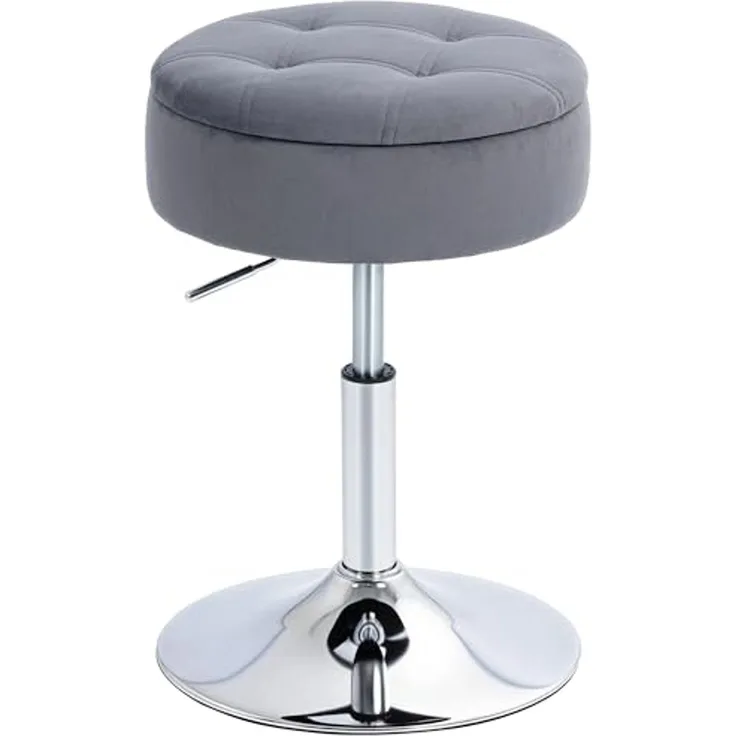 HOMCOM Barhocker Stoffbezug, höhenverstellbar, drehbar (Küchenhocker, 1 St, Barstuhl), für Esszimmer, Küche, Grau