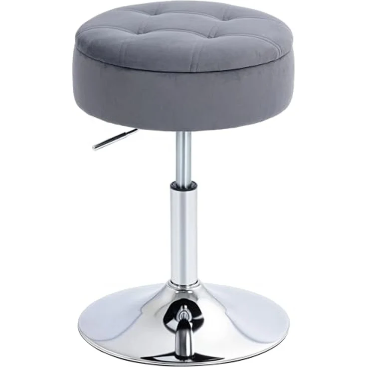 HOMCOM Barhocker Stoffbezug, höhenverstellbar, drehbar (Küchenhocker, 1 St, Barstuhl), für Esszimmer, Küche, Grau – Bild 1