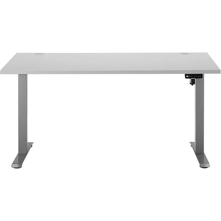 Schreibtisch Pronto, Holzwerkstoff, Kunststoff, Stahl, Silber, Grau