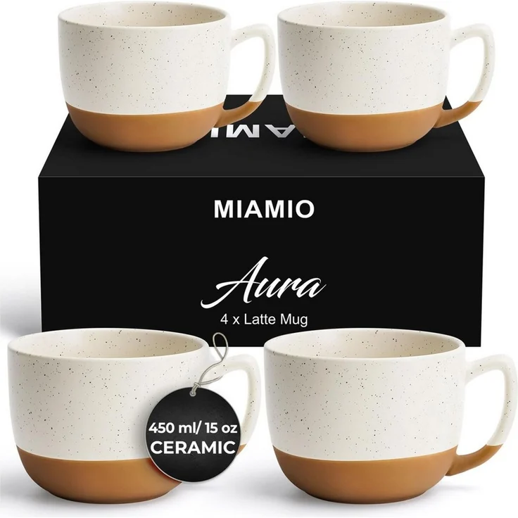 MiaMio Tasse Kaffeetassen Set Aura Kollektion (4 x 450 ml), 4-tlg. – Bild 1