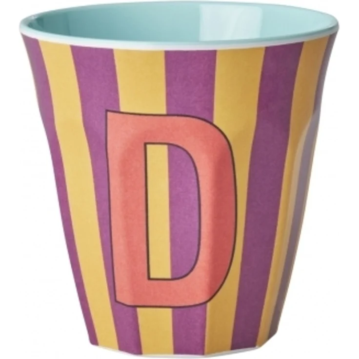 Rice Melamin Becher Buchstabe D / Streifen / Pink 250ml