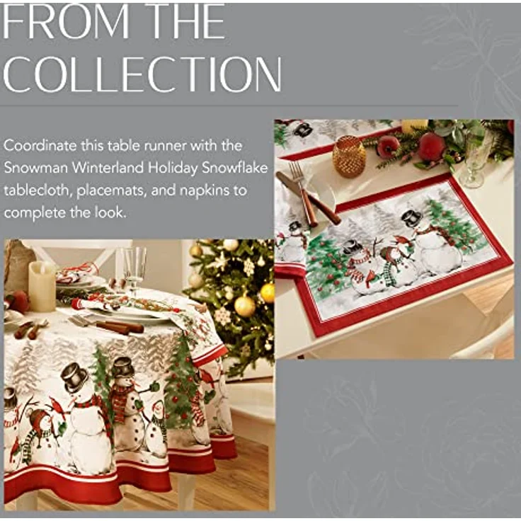 Elrene Home Fashions Snowman Winterland Holiday Snowflake Tischläufer, Bunt, 13"x70" (Table Runner) – Bild 6