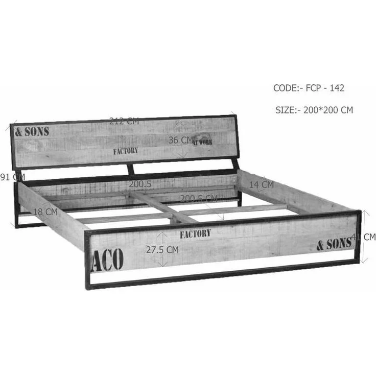 Bett Mango 200x200x91 natur bedruckt FACTORY #142 – Bild 5