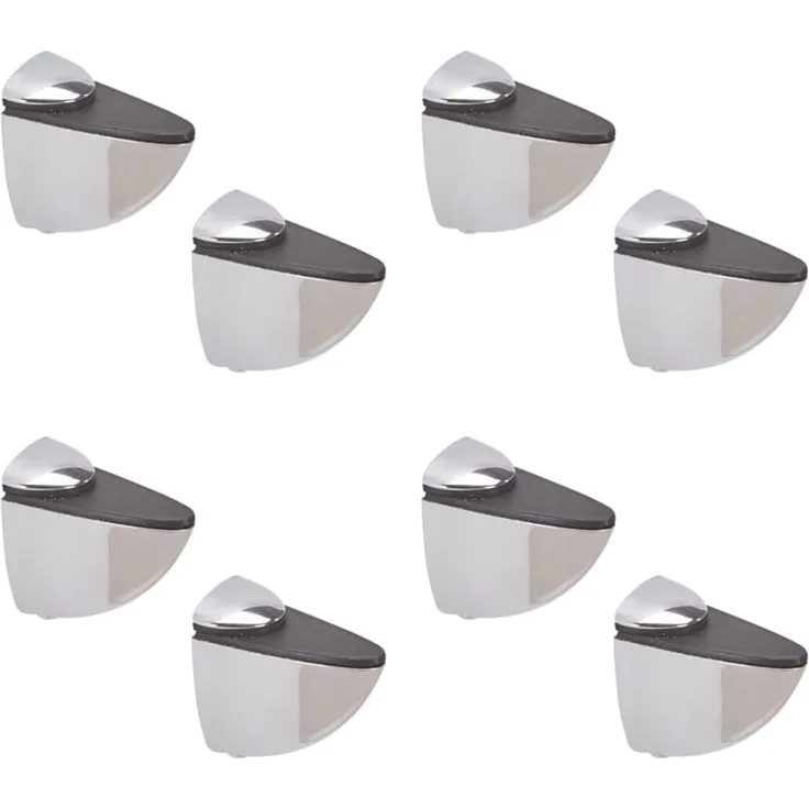 HOOZ Wandregalhalter Metall für Glas- und Holzregale inkl. Montagematerial versch. Größen, Set 8-tlg, mit gummierter Klemmbacke