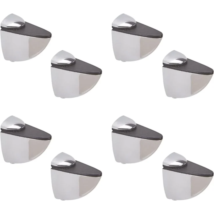 HOOZ Wandregalhalter Metall für Glas- und Holzregale inkl. Montagematerial versch. Größen, Set 8-tlg, mit gummierter Klemmbacke