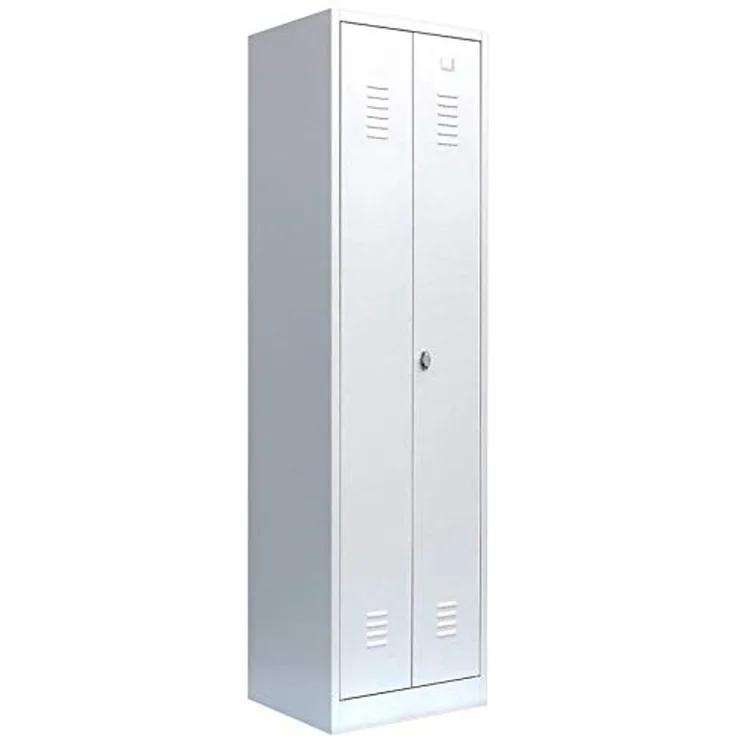 Spind Stahl Kleiderschrank Garderobenschrank 2 Abteile mittig schließend 1800 x 600 x 500 mm lichtgrau 510420X