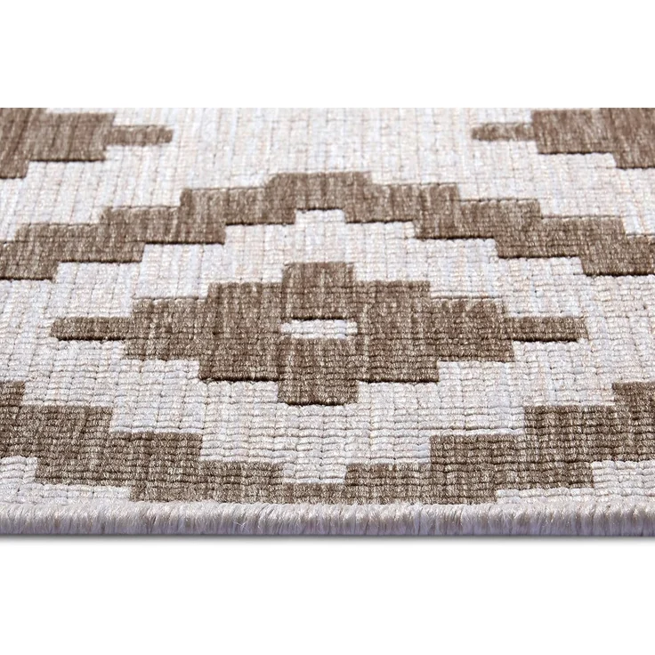 NORTHRUGS In- und Outdoor Teppich Malta 80x150 cm - Wendeteppich Wetterfest Modernes Geometrisches Muster Teppich für Balkon Terrasse Garten Wintergarten Wohnzimmerteppich Wasserfest in Linen – Bild 8