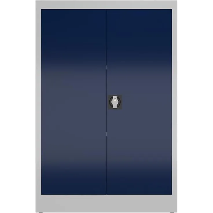 Aktenschrank Metallschrank mit 2 Türen, 1200 x 800 x 380 mm, lichtgrau/enzianblau