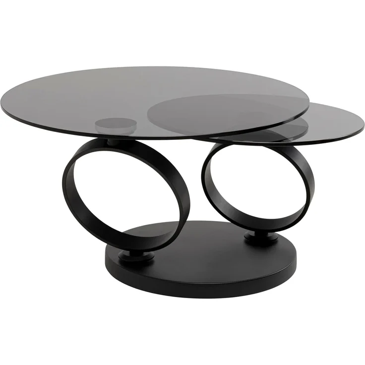 Kare Design Couchtisch Beverly Smoke, Schwarz, Beistelltisch, Glas Tischplatte, Stahlgestell, Drehbar, Wohnzimmer, 42 x 132 x 80 cm – Bild 4