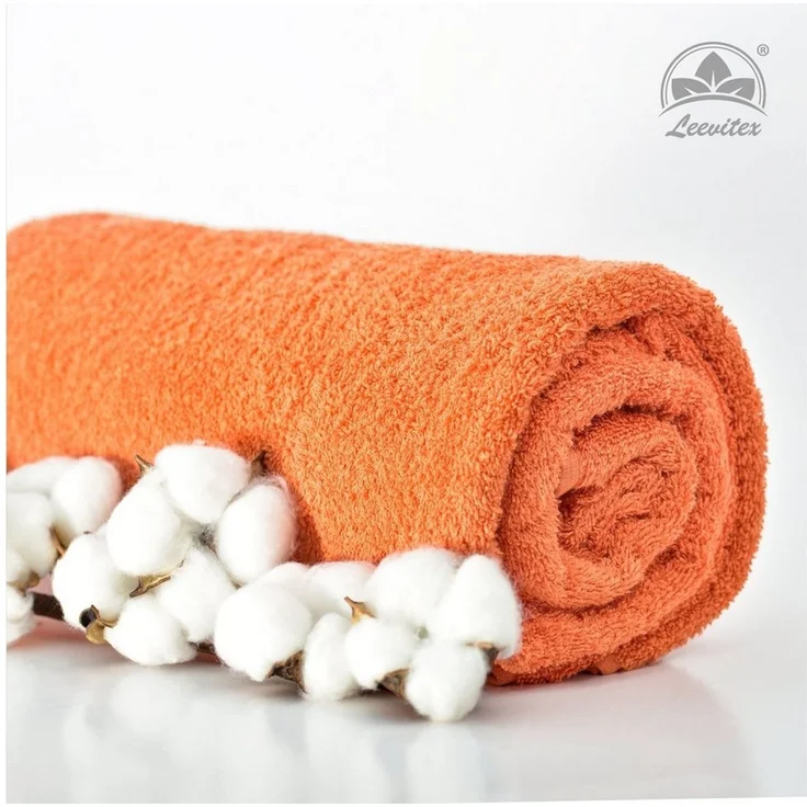 leevitex® Saunatuch Saunatuch Frottee XXL, (2-St), 80 x 200 cm, extra groß & saugfähig, Terrakotta/Dunkelorange – Bild 4