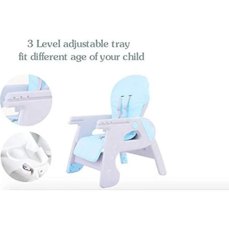 Babify Eat&Play Konvertierbarer Hochstuhl in Stuhl + Tisch, ausziehbar, Doppel-Tablett, mit mehreren Positionen, grauer Sitz – Bild 6