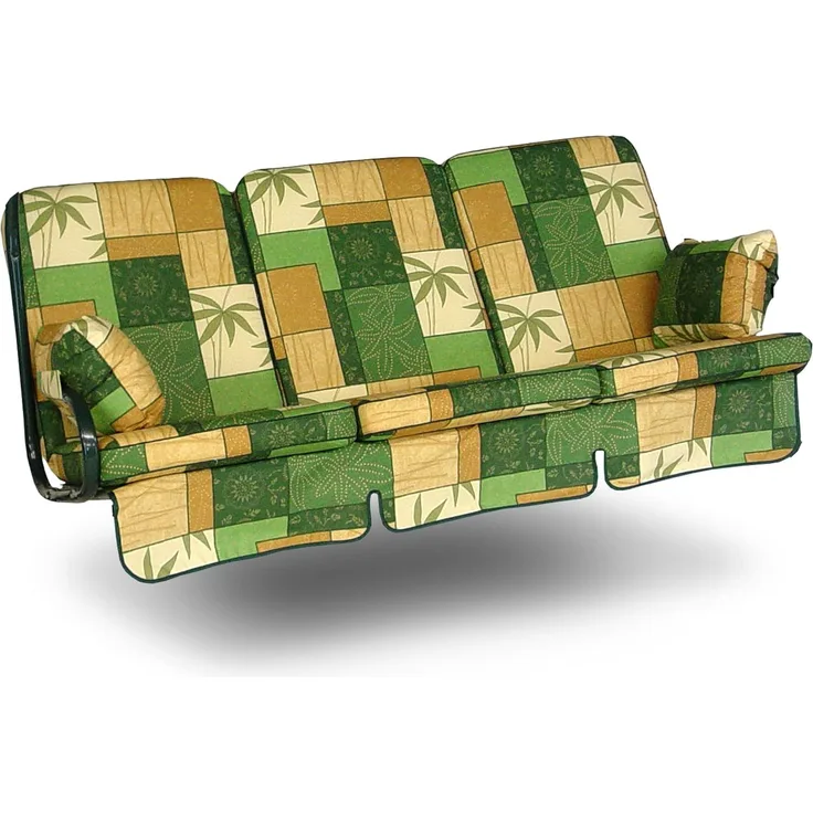 Angerer Hollywoodschaukel Auflage Exklusiv - passend für viele 3-Sitzer Hollywoodschaukeln - Schaukelauflage Made in Germany (Grün-Beige Gemustert)