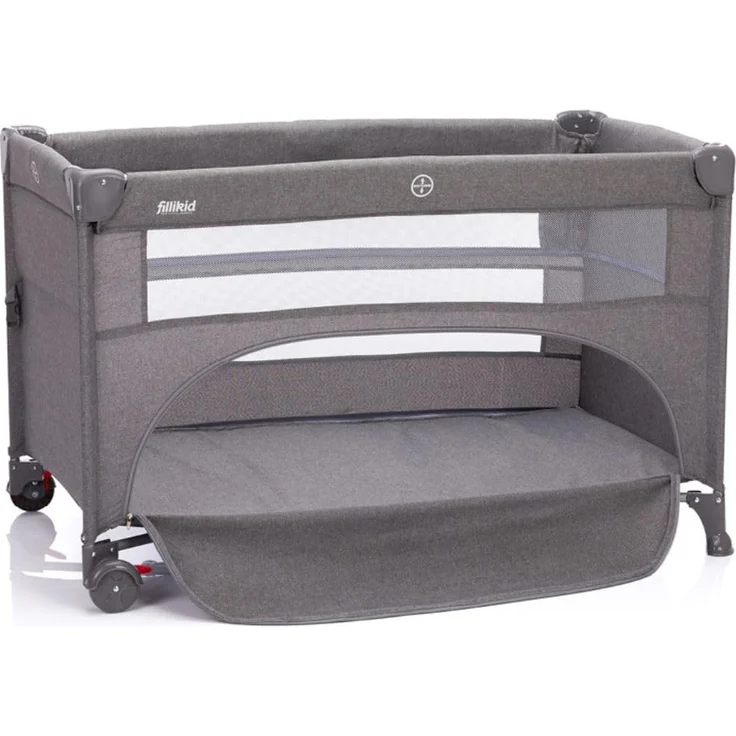 Fillikid Baby Reisebett Exklusiv | Beistellbett von Geburt bis 24 Monate (15 kg) | Kinder Reisebett mit Matratze | Baby Beistellbett seitlich aufklappbar | Babybett, Kinderbett 60x120 cm – Bild 1