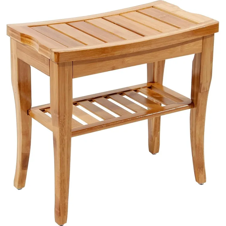 soges Badhocker Badezimmerhocker Massivholzhocker Rutschfester wasserdichter Duschhocker 2 Etagen,KS-HSJ-04
