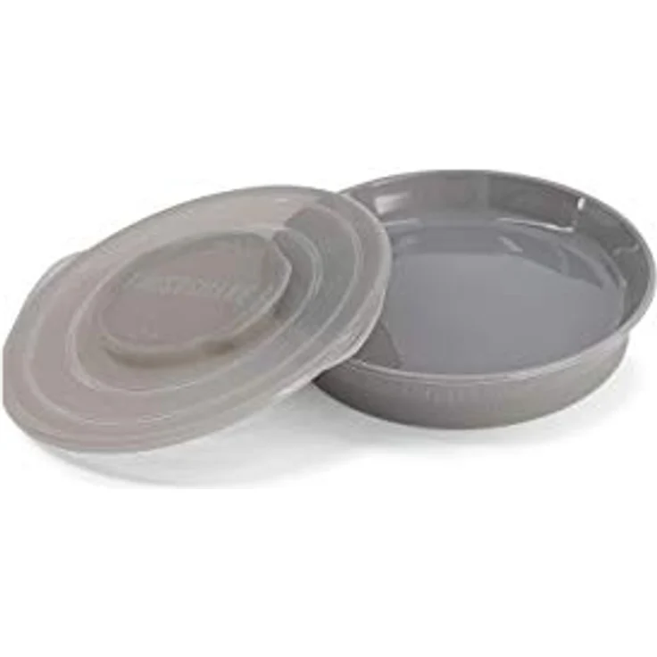 Twistshake-Platte | Babyteller mit luftdichtem Deckel | BPA-freier Baby-Entwöhnungsteller | Essenstrainingsteller | Lernteller für Kinder | 6m+ Baby-Futterteller | Neugeborenen-Essentials | Grau – Bild 1