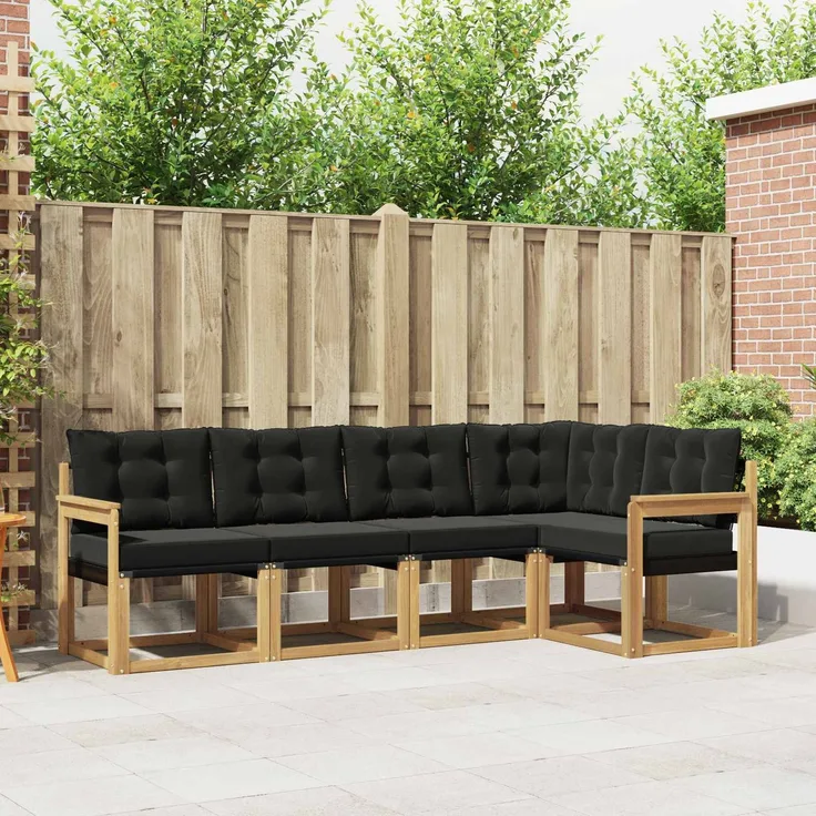 vidaXL Outdoor-Sofagarnitur 5 stk. 5-Sitzer Weiß und Schwarz 3389470