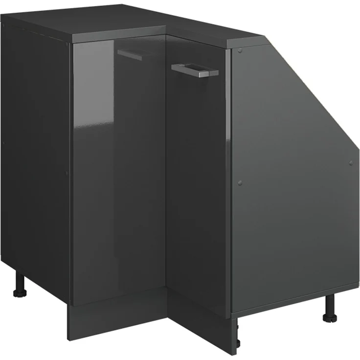 Eck-Küchenschrank für Dachschrägen R-Line Anthrazit Hochglanz 75.6 cm mit 1 Tür Vicco – Bild 1